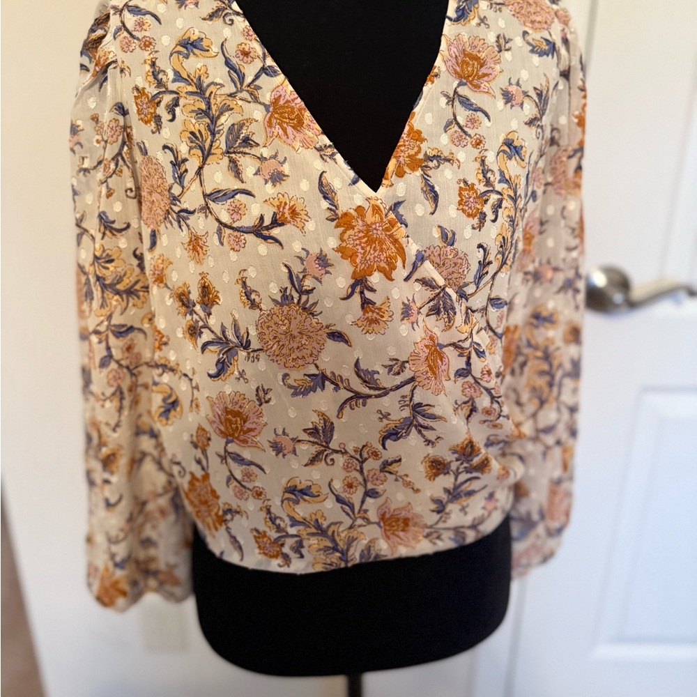 Joie Cream and Orange Floral Blouse